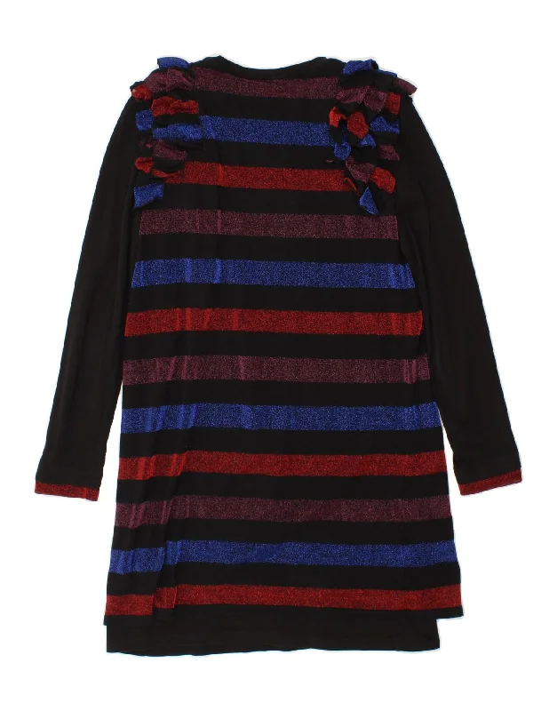 DIESEL Girls Ruffle Jumper Dress 15-16 Years Multicoloured Striped Cotton Layered Multi-layer Single Layer