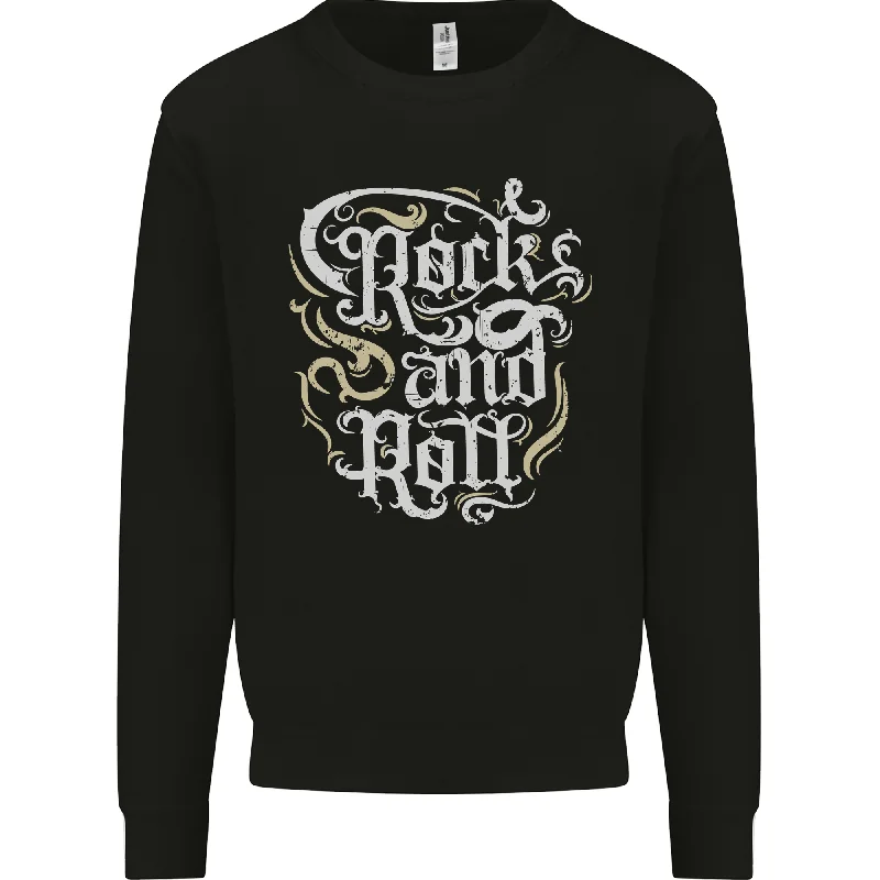 A Rock n Roll Design Mens Sweatshirt Jumper Hoodie with Typography Text Message