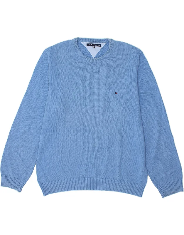 TOMMY HILFIGER Mens Crew Neck Jumper Sweater 2XL Blue Cotton Lightweight Heavyweight Midweight