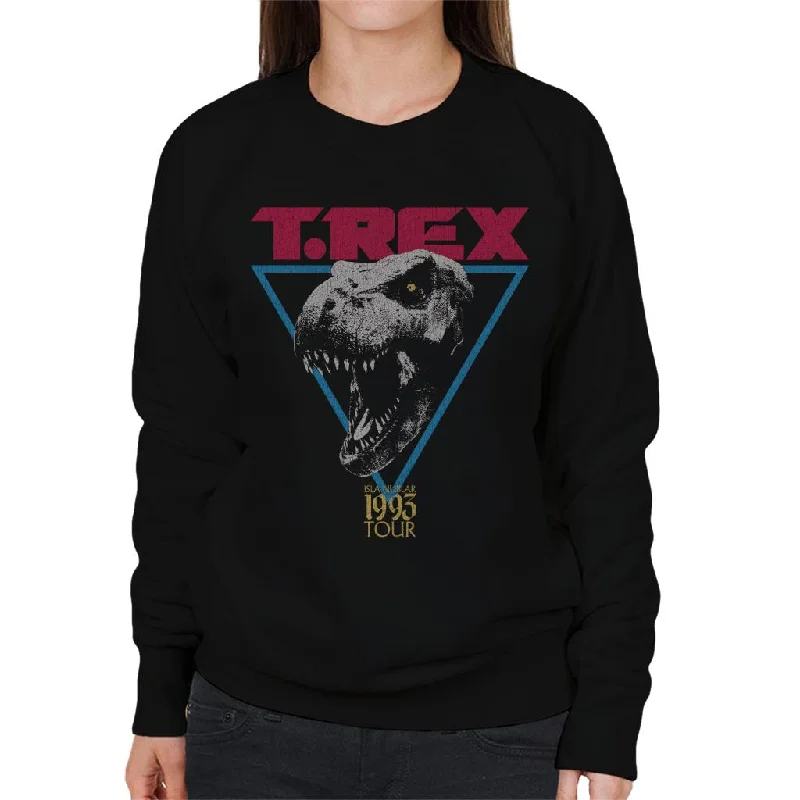 Jurassic Park Isla Nublar Tour Tyrannosaurus Rex Women's Sweatshirt Hoodie with Exposed Zipper Edgy Industrial