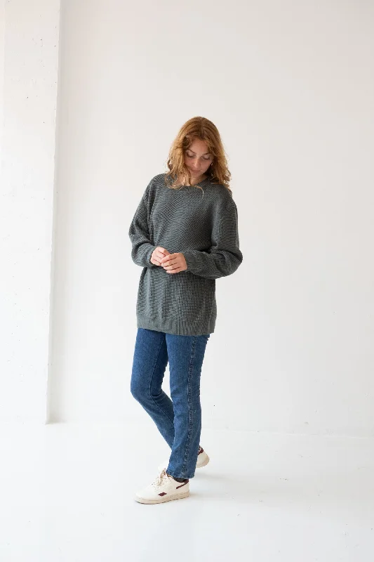 Unisex Tam Sweater Organic Cotton in Hydrangea Blue Spandex Rayon Corduroy