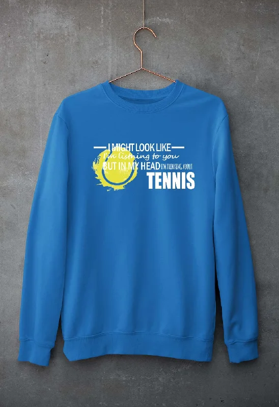 Tennis Unisex Sweatshirt for Men/Women Hoodie with Rolled Sleeves Casual Relaxed