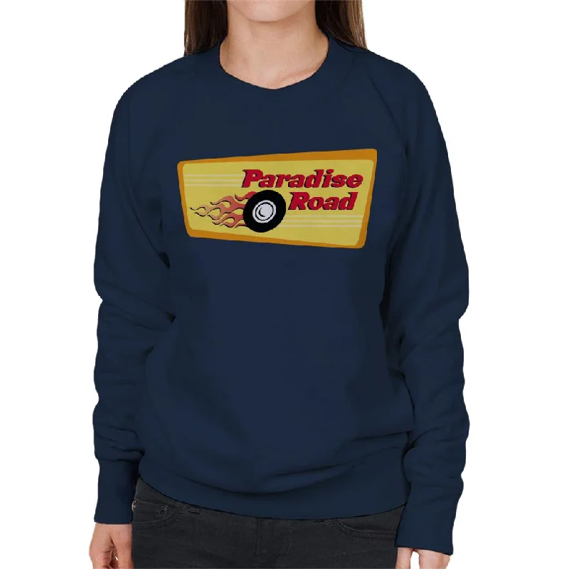 American Graffiti Paradise Road Women's Sweatshirt Zip Hoodie Drawstring Kangaroo Pocket