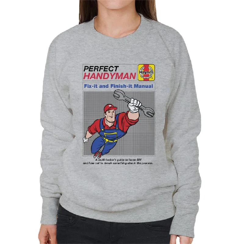 Haynes Handyman Fix It And Finish It Manual Women's Sweatshirt Hoodie with Snap Buttons Easy Quick