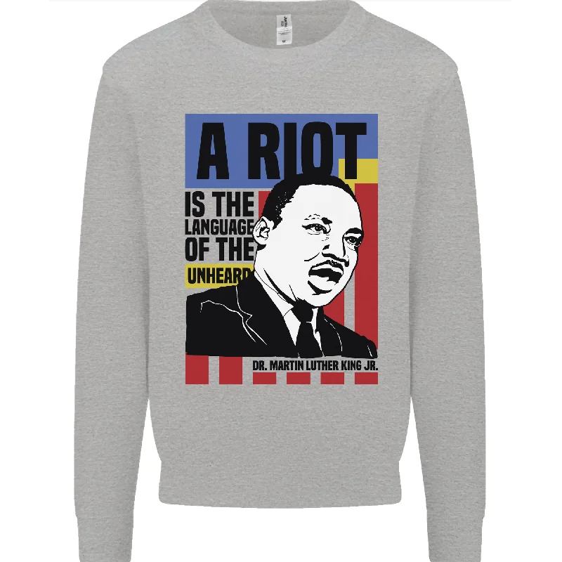 A Riot Martin Luther King Black Lives Matter Mens Sweatshirt Jumper Hoodie with Logo Branding Identity