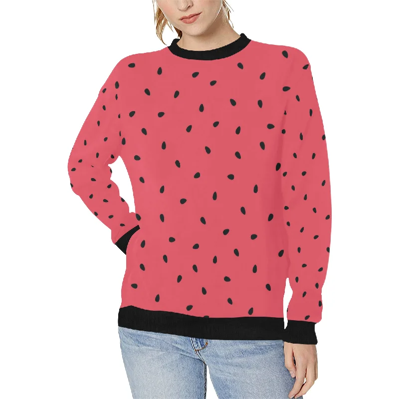 watermelon texture background Women's Crew Neck Sweatshirt Hoodie with Zipper Placket Modern Functional