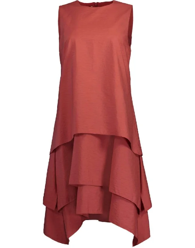 Terracotta Tiered Crewneck Mini Dress Chic Halter Mini Dress