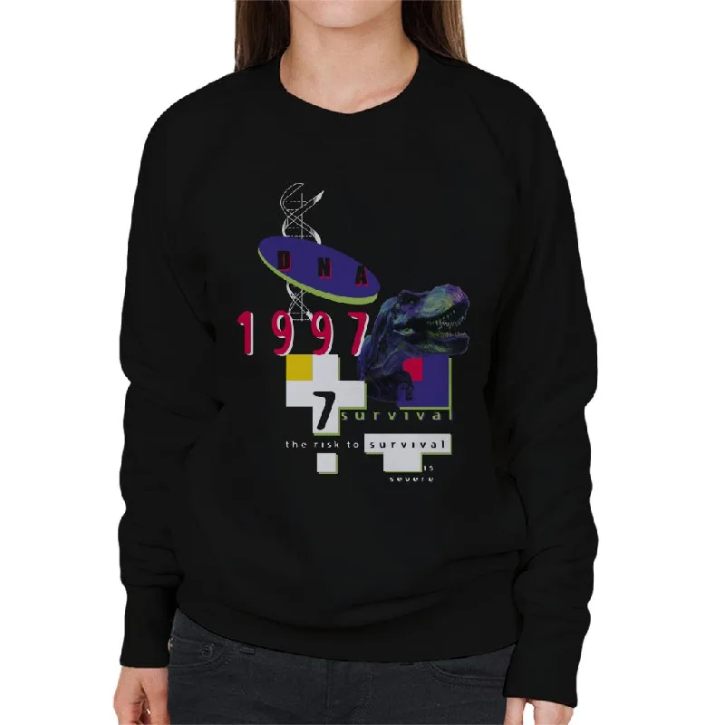 Jurassic Park DNA 1997 The Risk To Survival Is Severe Women's Sweatshirt Hoodie with Magnetic Closure Innovative Modern