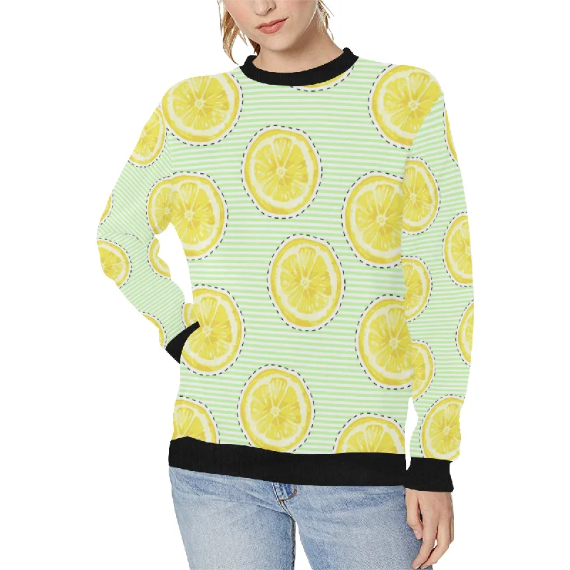 slice of lemon pattern Women's Crew Neck Sweatshirt Hoodie with Typography Text Message