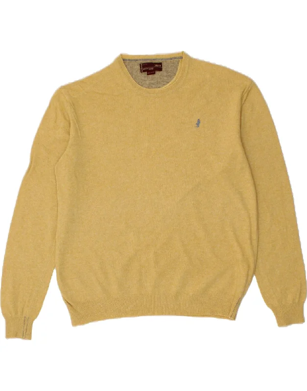 MARLBORO CLASSICS Mens Crew Neck Jumper Sweater 3XL Yellow Wool Soft Cozy Warm