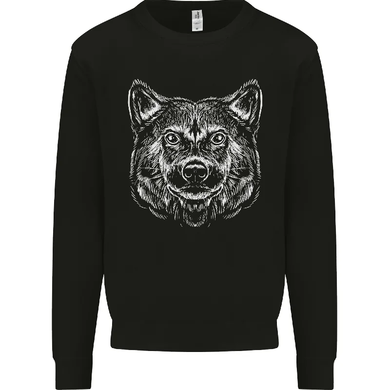 A Shiba Dog Drawing Mens Sweatshirt Jumper Hoodie with Illustration Artistic Creative