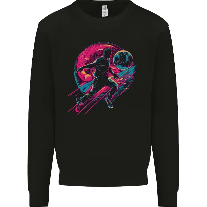 A Retrowave Football Player Soccer Mens Sweatshirt Jumper Hoodie with Sequins Glamorous Eye-catching