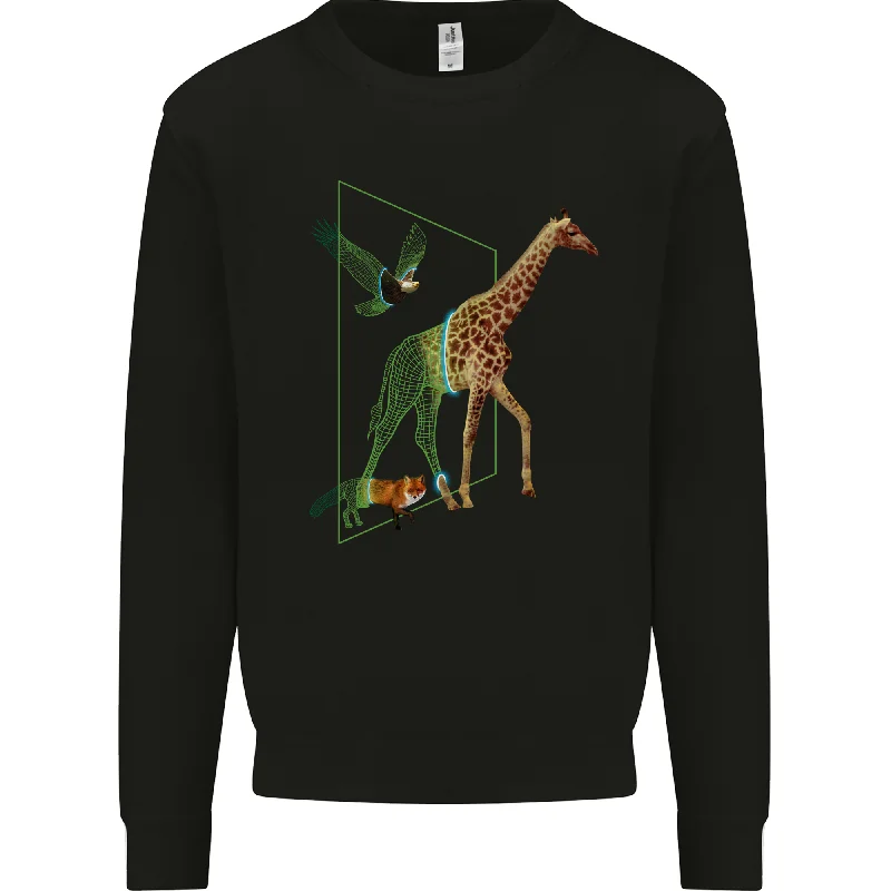 A SCI-FI Giraffe Eagle & Fox Mens Sweatshirt Jumper Cotton Hoodie Fleece Lining Warmth