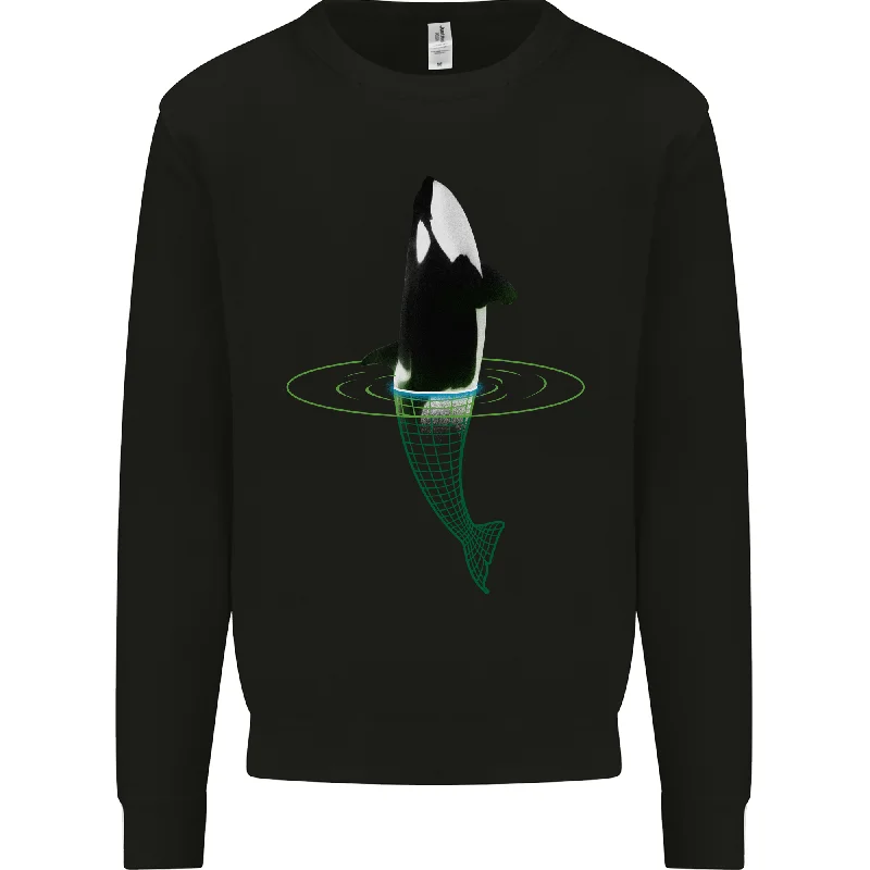 A SCI-FI Orca Whale Mens Sweatshirt Jumper Hoodie with Typography Text Message