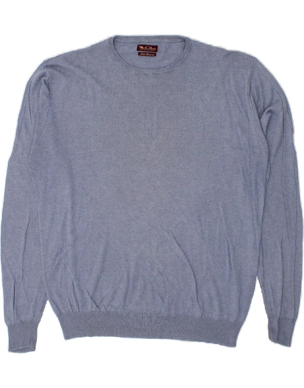 MARLBORO CLASSICS Mens Crew Neck Jumper Sweater 3XL Blue Silk Oversized Loose Flowy