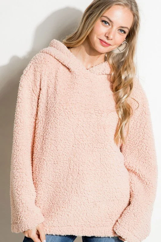 E Luna Fuzzy Faux Fur Oversized Sweatshirt Hoodie Dress Longline Feminine