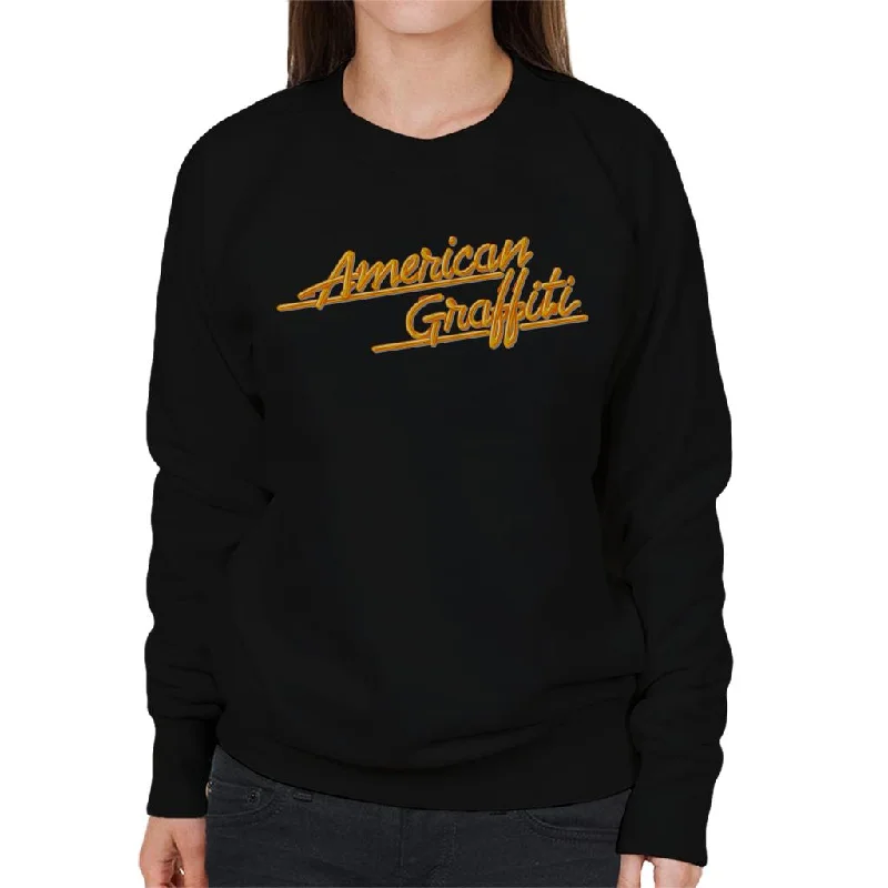 American Graffiti Orange Logo Women's Sweatshirt Hoodie with Applique Textured Unique