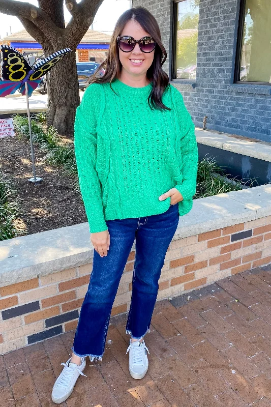 Electric Braided Kelly Green Sweater Terry Terry Cloth Terry Knit