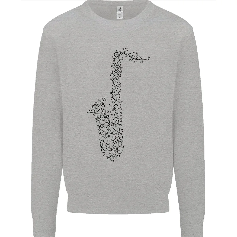 A Saxophone Musical Instrument Brass Band Mens Sweatshirt Jumper Hoodie with Cuffed Sleeves Snug Secure