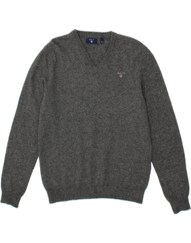 GANT Mens V-Neck Jumper Sweater Medium Grey Wool Rayon Fabric Velvet Fabric Corduroy Fabric