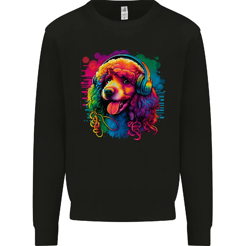 A Retro Poodle Dog Mens Sweatshirt Jumper Hoodie with Thumb Holes Functional Cozy