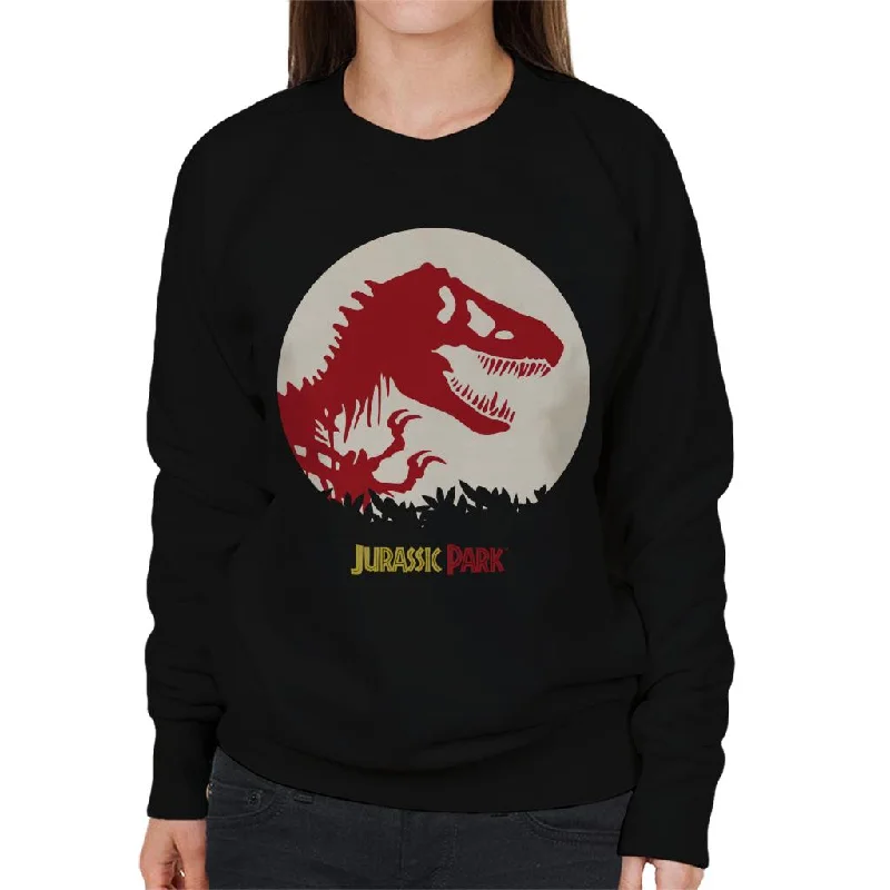 Jurassic Park T Rex Red Skeleton Icon Women's Sweatshirt Hoodie with Velcro Closure Adjustable Secure