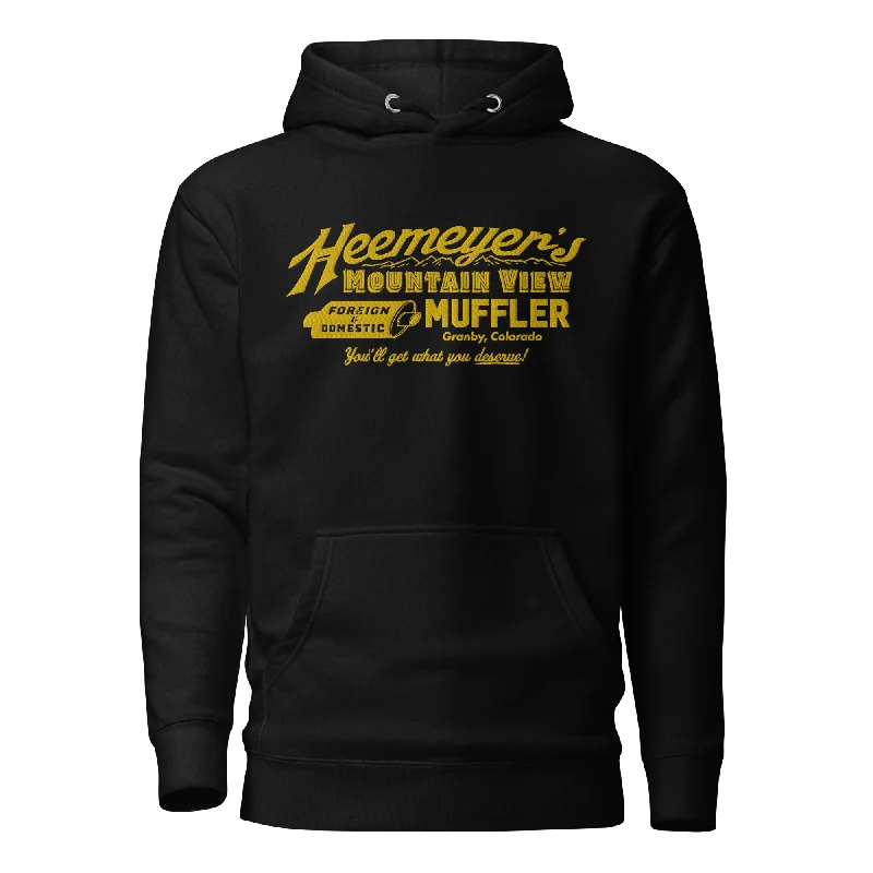 Heemeyer's Mountain View Muffler Deluxe Embroidered Hoodie Hoodie with Half-Zip Sporty Casual