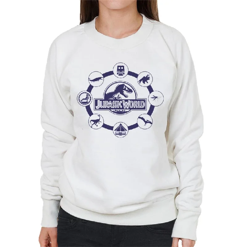 Jurassic World Film Iconography Women's Sweatshirt Hoodie with Distressed Vintage Worn