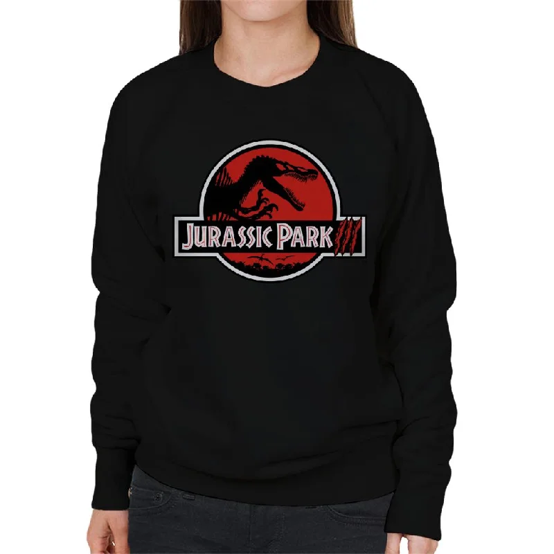 Jurassic Park White Outline Claw Marks Logo Women's Sweatshirt Hoodie with Hem Detail Decorative Unique