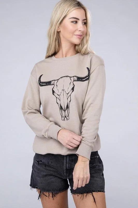 Cow Skull Sweatshirts Hoodie with Longline Fit Extended Stylish