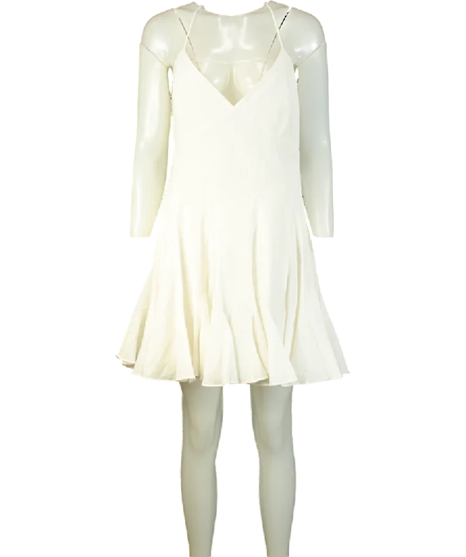 Rhode Resort  White Maria Linen-blend Mini Dress UK 10 Stylish Ribbed Mini Dress