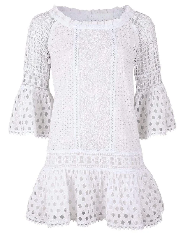 Lussemburgo Embroidered Off The Shoulder Mini Dress Trendy Mini Dress with Belt