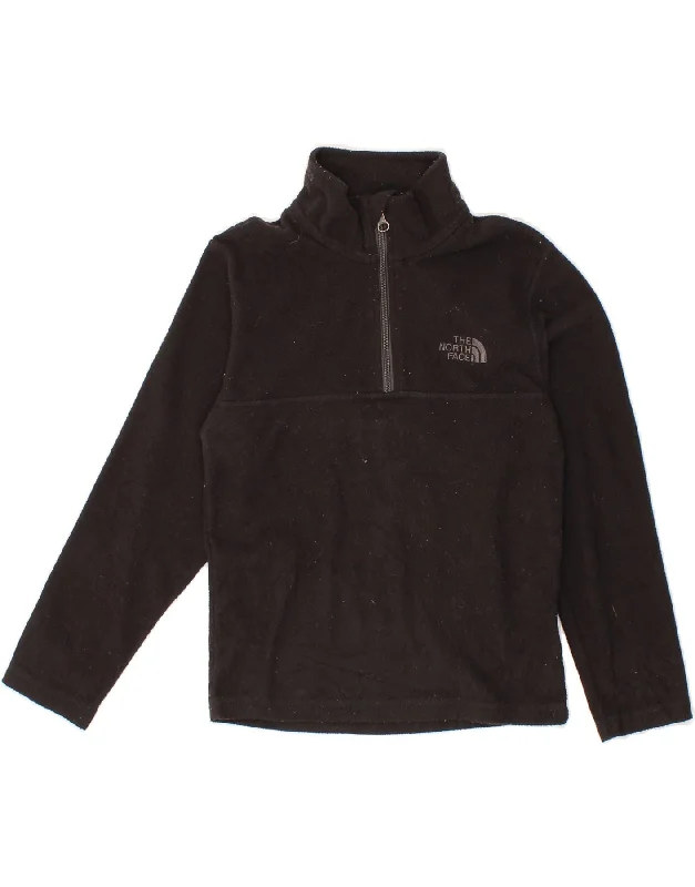 THE NORTH FACE Girls Zip Neck Fleece Jumper 7-8 Years Small  Black Chenille Brocade Lace