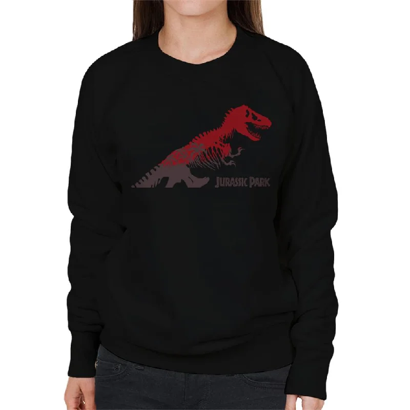 Jurassic Park T Rex Red Skeleton Silhouette Women's Sweatshirt Hoodie with Pocket Utility Practical