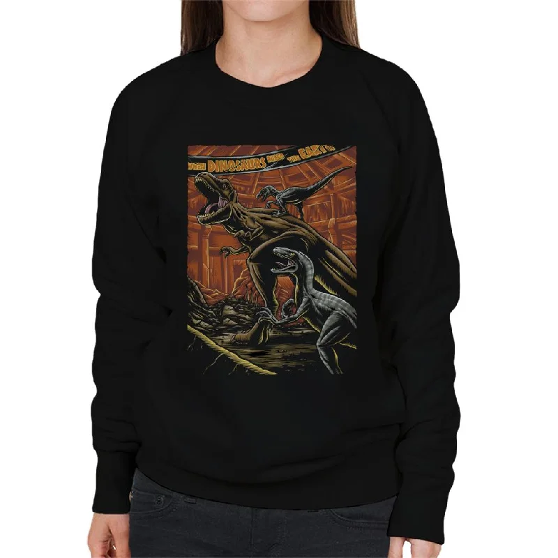 Jurassic Park When Dinosaurs Ruled The Earth Women's Sweatshirt Hoodie with Magnetic Closure Innovative Modern