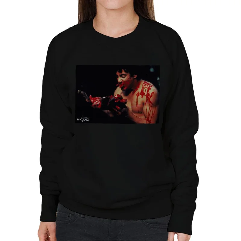 An American Werewolf In London David Kessler Eating Women's Sweatshirt Hoodie with Hem Applique Textured Unique