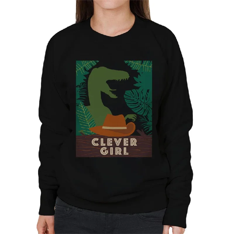 Jurassic Park Velociraptor Silhouette Clever Girl Women's Sweatshirt Hoodie with Pastel Soft Subtle