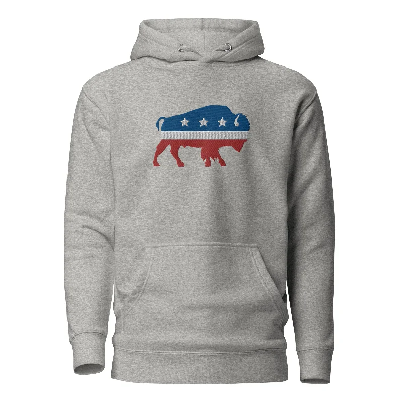 Bison Independent Unisex Hoodie Hoodie with Hem Embroidery Detailed Premium