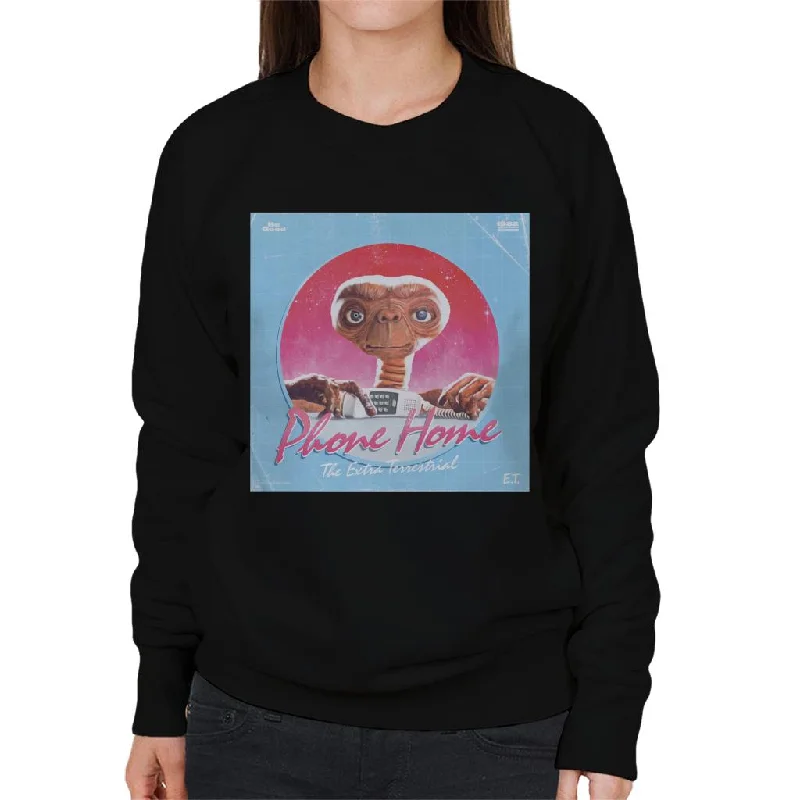 E.T. Phone Home Galactic Background Women's Sweatshirt Hoodie with Stripes Bold Sporty