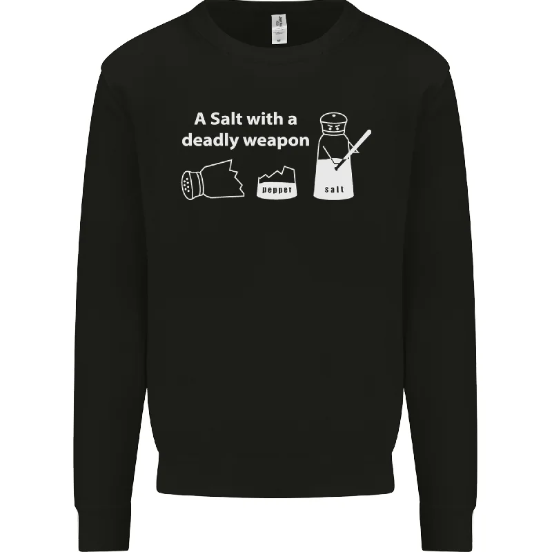 A Salt With a Deadly Weapon Funny Food Mens Sweatshirt Jumper Hoodie with Frayed Bohemian Relaxed