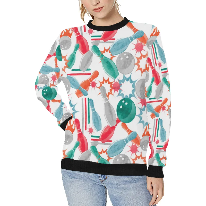 Watercolor bowling pattern Women's Crew Neck Sweatshirt Hoodie with Logo Branding Identity