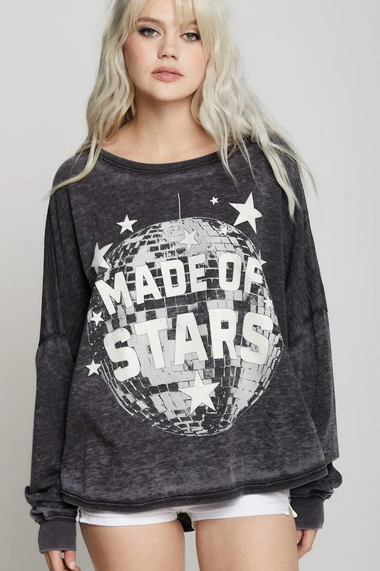 Recycled Karma Made Of Stars One Size Long Sleeve Sweatshirt Oversized Hoodie Comfort Casual