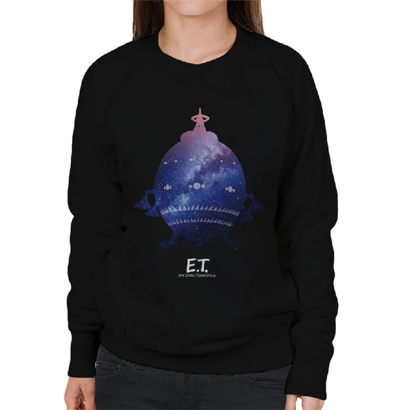 E.T. Spacecraft Galactic Silhouette Women's Sweatshirt Hoodie with Monochrome Minimalist Simple