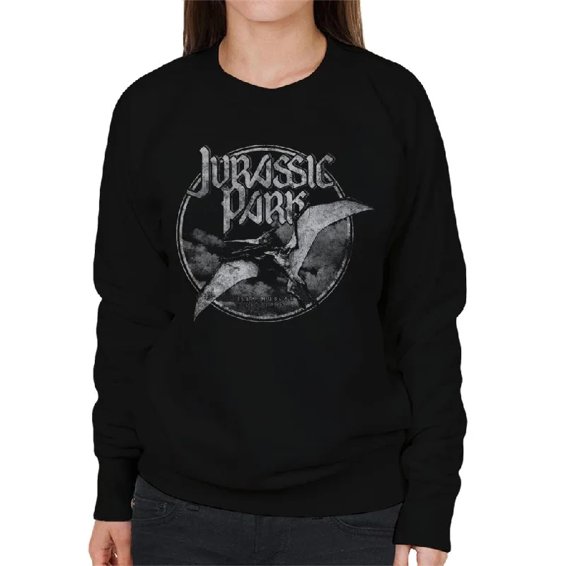 Jurassic Park Isla Nublar 1993 Pteranodon Women's Sweatshirt Hoodie with Rolled Sleeves Casual Relaxed