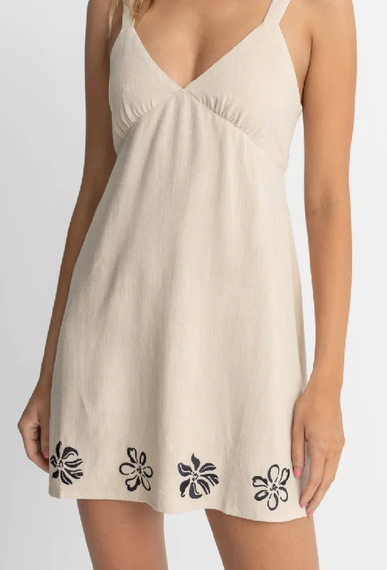 Sundance Floral Mini Dress - Natural Elegant Lace Mini Dress