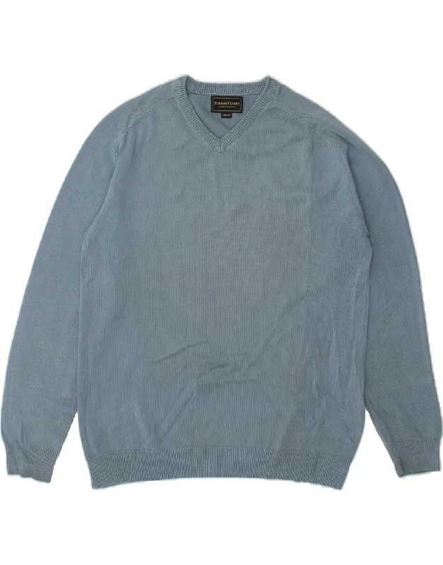 MARLBORO CLASSICS Mens V-Neck Jumper Sweater 2XL Blue Cotton Wool Sweater Cotton Sweater Cashmere Sweater