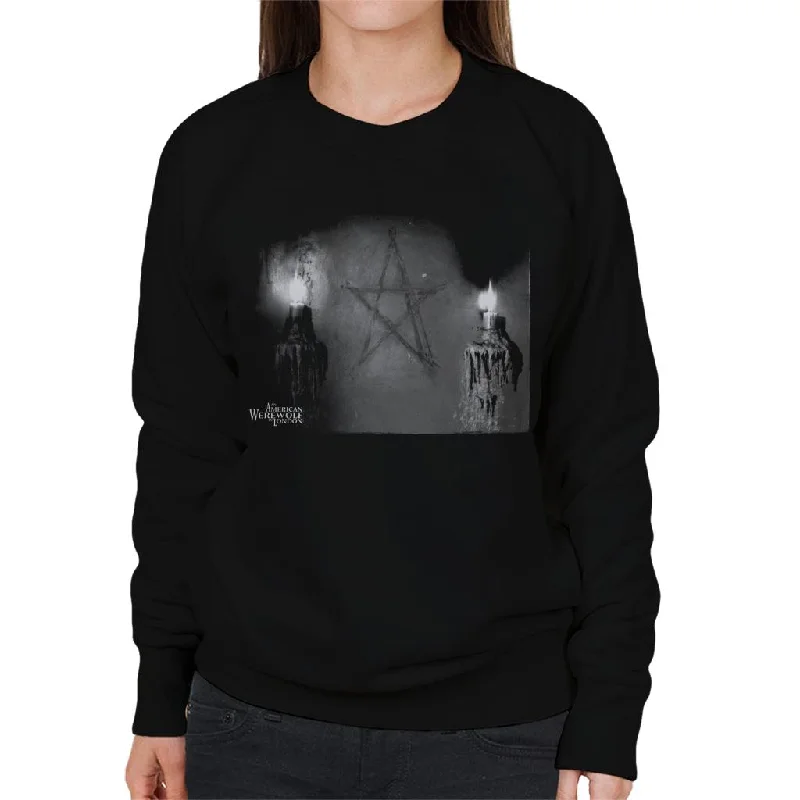 An American Werewolf In London Pentagram Women's Sweatshirt Hoodie with Front Slit Layering Stylish