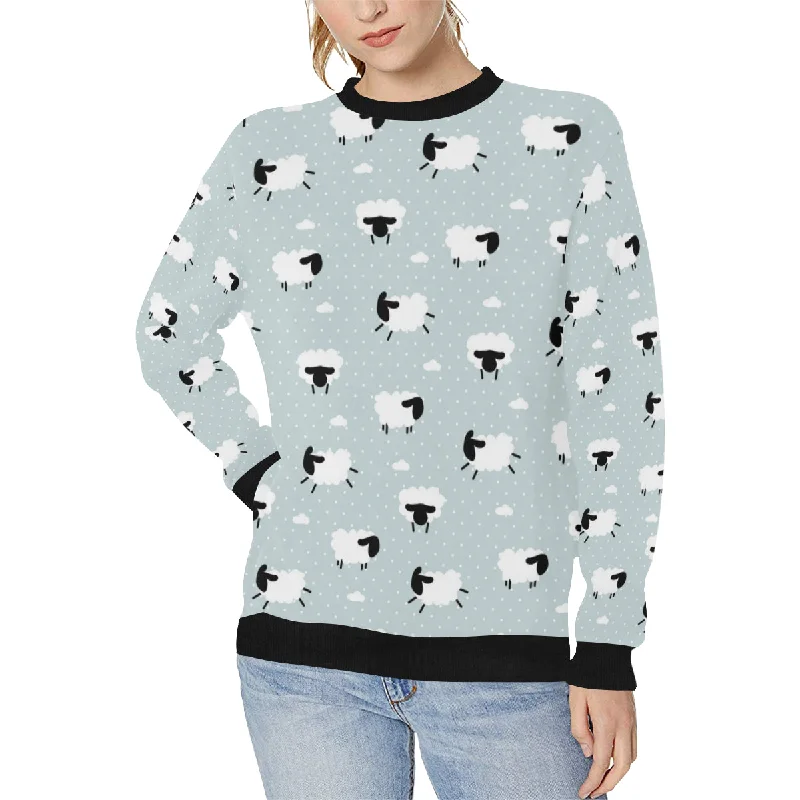 Sheep polka dot cloud pattern Women's Crew Neck Sweatshirt Hoodie with Hem Patch Decorative Personalized