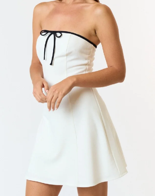 Tube A Line Mini Dress With Contrast Binding Classic White Mini Dress