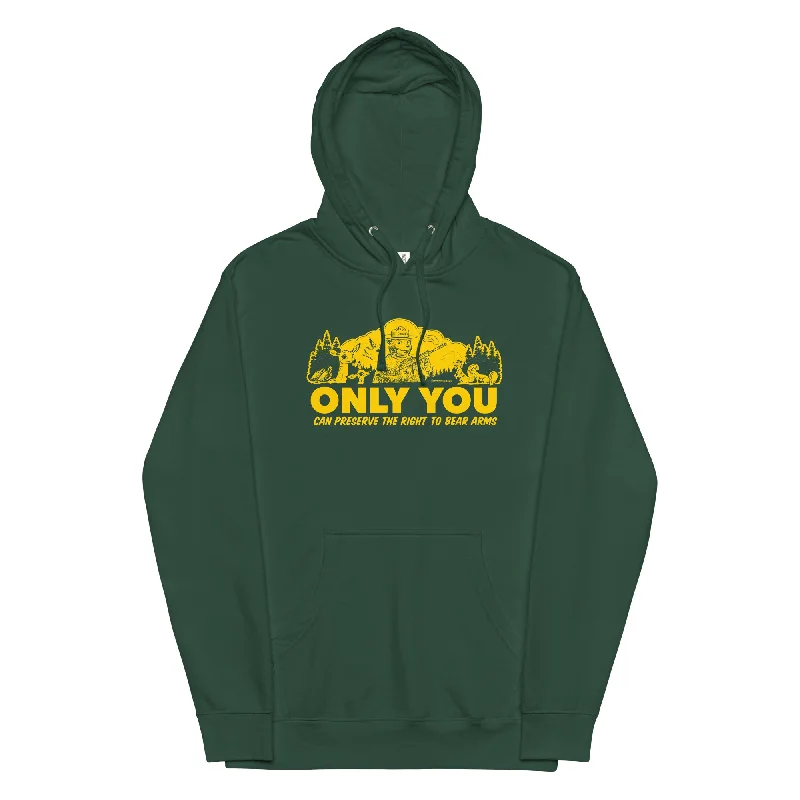 Only You Can Protect the Right to Bear Arm Unisex Midweight Hoodie Hoodie with Hem Elastic Stretchable Comfortable